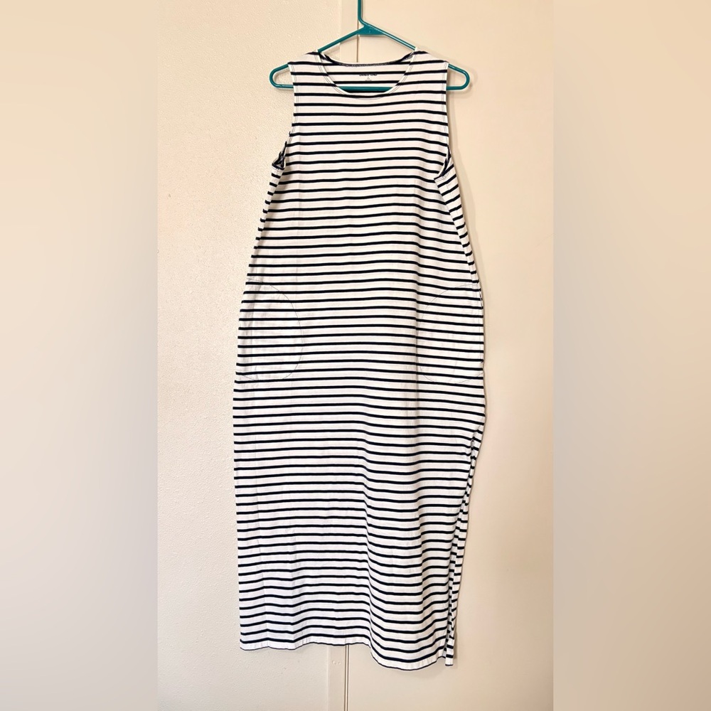 Lands' End Sailor Striped Long Dress Size L 14-16 W/ Pockets & SideSlits - Picture 3 of 8